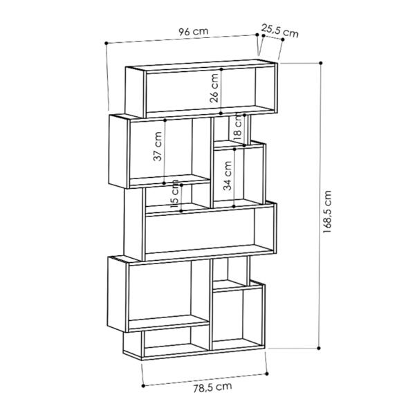 Βιβλιοθήκη μελαμίνης Karmato Megapap χρώμα ανθρακί 96x25,5x168,5εκ. - Image 3