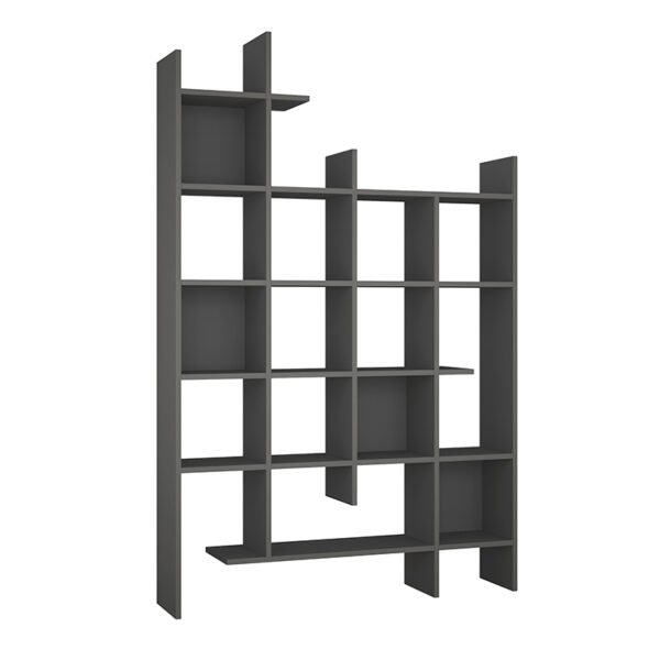Βιβλιοθήκη μελαμίνης Manco Megapap χρώμα ανθρακί 122x25,5x188εκ. - Image 2