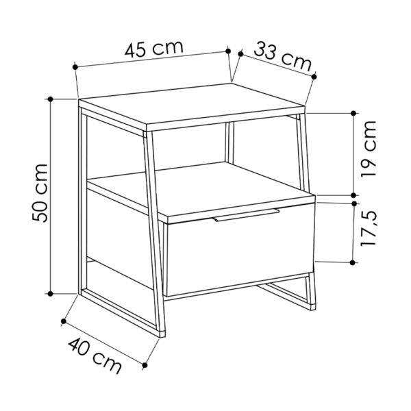 Κομοδίνο μελαμίνης Pal Megapap χρώμα γκρι ρετρό 45x40x50εκ. - Image 4