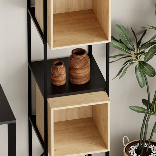 Βιβλιοθήκη Vale Mini Megapap χρώμα silky black - sapphire oak 36,2x39x179εκ. - Image 2