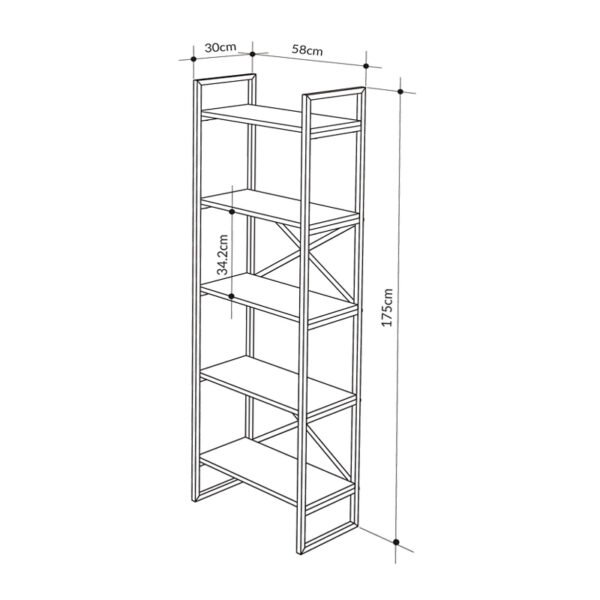 Βιβλιοθήκη Dusan Megapap χρώμα sepet oak 58x30x175εκ. - Image 4