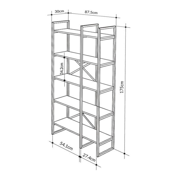 Βιβλιοθήκη Dusan Megapap χρώμα sepet oak 87,5x30x175εκ. - Image 4