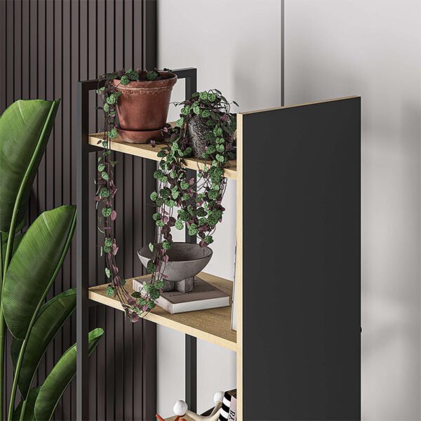 Βιβλιοθήκη Detroit Megapap χρώμα sapphire oak - silky black 58x35,2x175εκ. - Image 2