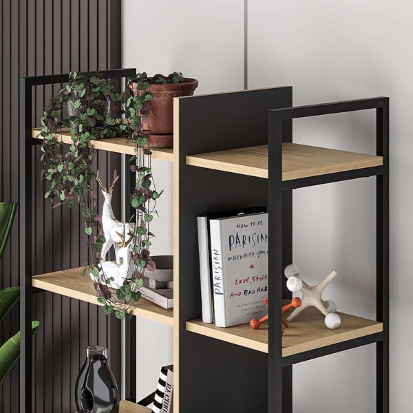 Βιβλιοθήκη Detroit Megapap χρώμα sapphire oak - silky black 87,5x35,2x175εκ. - Image 2