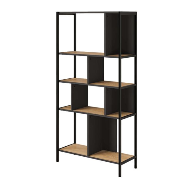 Βιβλιοθήκη Midi Megapap χρώμα sapphire oak - silky black 88x35x175εκ. - Image 4
