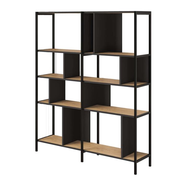 Βιβλιοθήκη Maxi Megapap χρώμα sapphire oak - silky black 144x35x175εκ. - Image 4