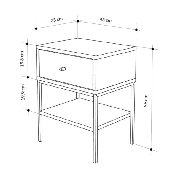Κομοδίνο Lisa Megapap χρώμα saphhire oak 45x35x56εκ. - Image 6