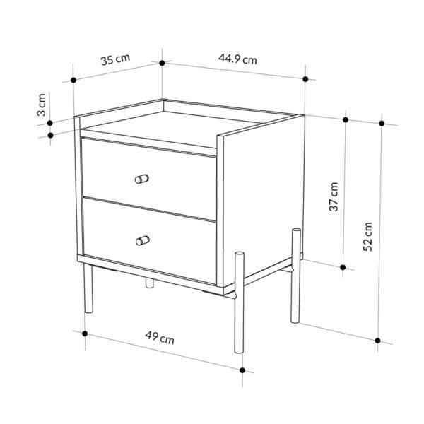 Κομοδίνο Malta Megapap χρώμα saphhire oak 49x35x52εκ. - Image 6