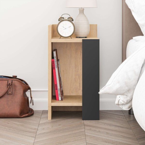 Κομοδίνο Elos Megapap χρώμα saphhire oak - silky black 30x31,7x55εκ. - Image 3
