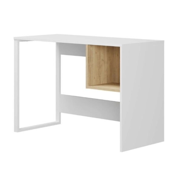 Γραφείο εργασίας Cubo Megapap χρώμα λευκό - sapphire oak 110x50x75εκ. - Image 4