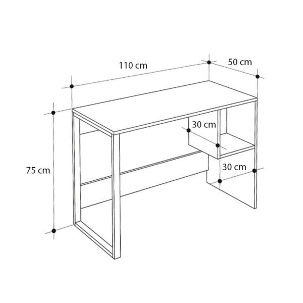 Γραφείο εργασίας Cubo Megapap χρώμα λευκό - sapphire oak 110x50x75εκ. - Image 5