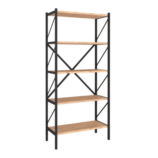 Βιβλιοθήκη Jocasta Megapap μεταλλική - μελαμίνης χρώμα pine oak 66x34x160εκ. - Image 2