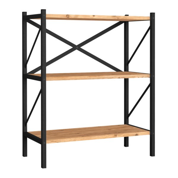 Βιβλιοθήκη Jocasta Megapap μεταλλική - μελαμίνης χρώμα pine oak 66x34x85εκ. - Image 2