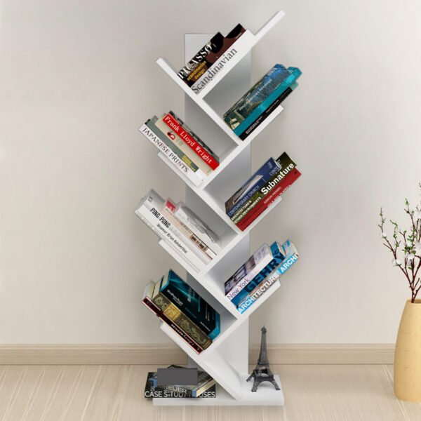 Βιβλιοθήκη μελαμίνης Milton Megapap χρώμα λευκό 44x22x121εκ. - Image 2