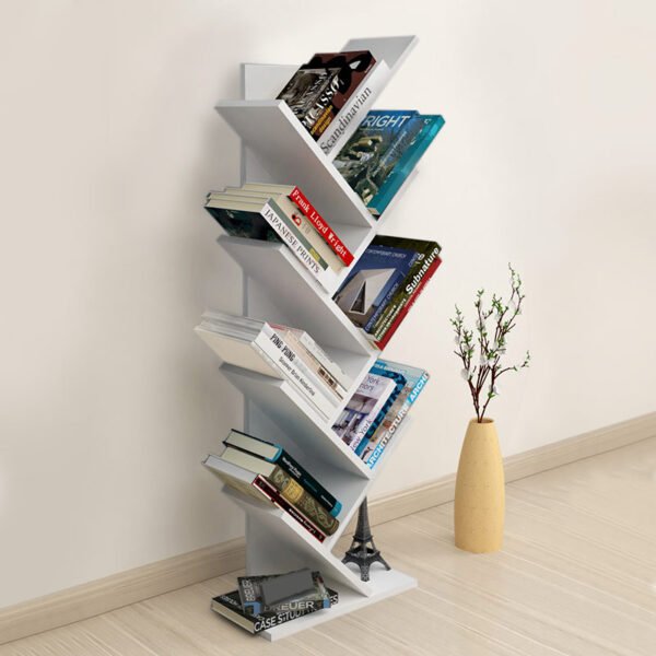 Βιβλιοθήκη μελαμίνης Milton Megapap χρώμα λευκό 44x22x121εκ. - Image 3
