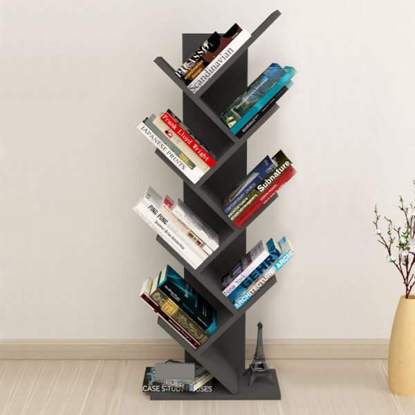 Βιβλιοθήκη μελαμίνης Milton Megapap χρώμα ανθρακί 44x22x121εκ. - Image 2