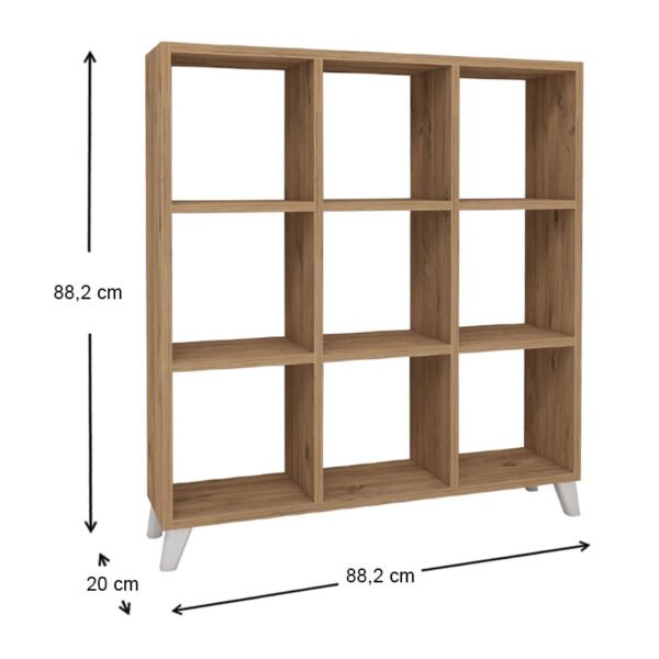 Βιβλιοθήκη μελαμίνης Saul Megapap χρώμα pine oak 88,2x20x88,2εκ. - Image 5
