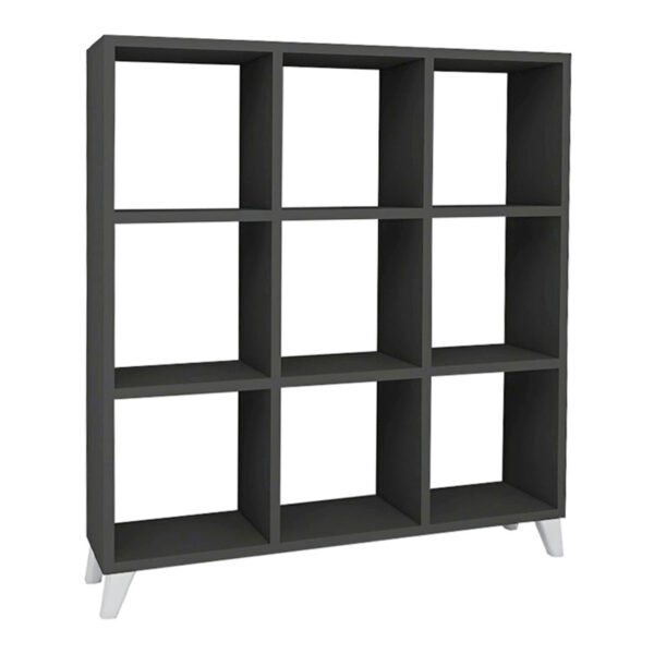 Βιβλιοθήκη μελαμίνης Saul Megapap χρώμα ανθρακί 88,2x20x88,2εκ. - Image 2