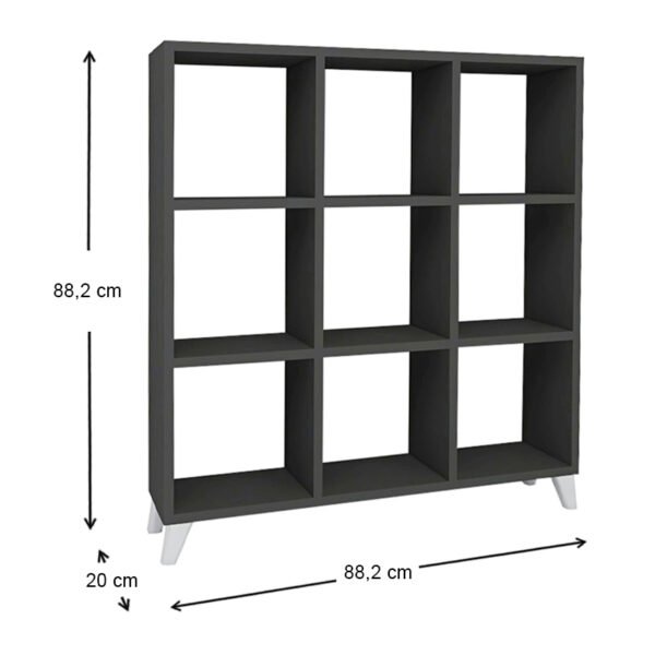 Βιβλιοθήκη μελαμίνης Saul Megapap χρώμα ανθρακί 88,2x20x88,2εκ. - Image 5