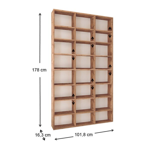 Βιβλιοθήκη μελαμίνης Fyodor Megapap χρώμα pine oak 102x16x178εκ. - Image 4