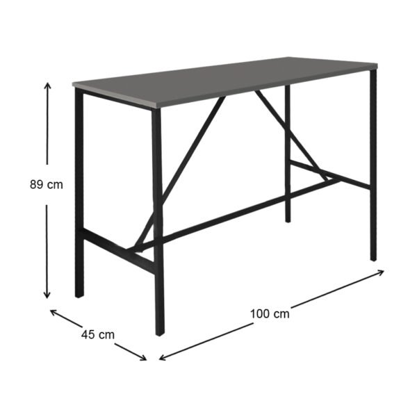 Τραπέζι μπαρ - stand Crego Megapap μεταλλικό - μελαμίνης χρώμα ανθρακί - μαύρο 100x45x89εκ. - Image 3