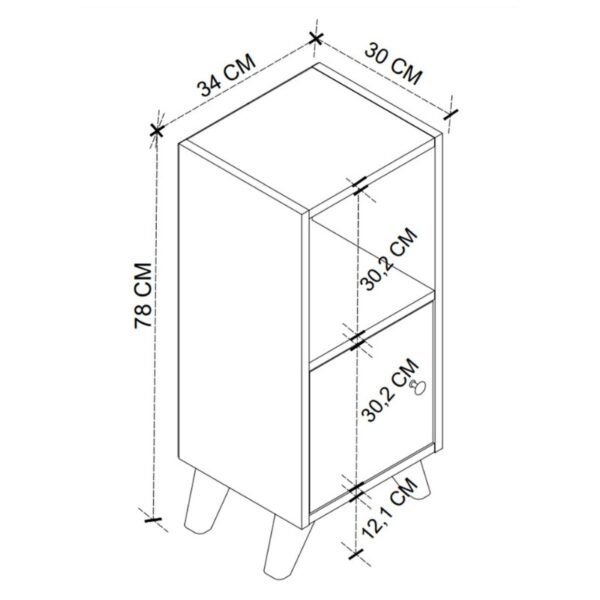 Κομοδίνο Vira Megapap χρώμα λευκό 34x30x78εκ. - Image 5