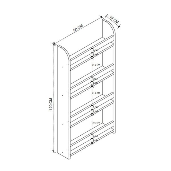 Επιτοίχια βιβλιοθήκη - ραφιέρα Montessori Megapap χρώμα sapphire oak 60x15x120εκ. - Image 4