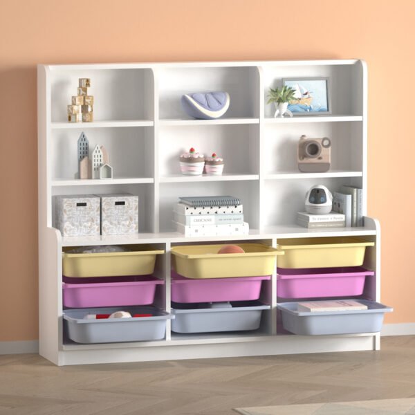 Βιβλιοθήκη Obia Megapap με 9 συρτάρια χρώμα λευκό 132,6x30x115εκ. - Image 2