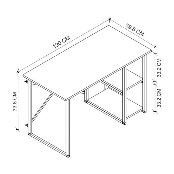 Γραφείο εργασίας Odeon Megapap χρώμα rustic καρυδί 120x59,8x73,8εκ. - Image 3