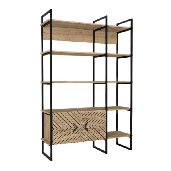 Βιβλιοθήκη Eduardo Megapap μεταλλική - μελαμίνης χρώμα sapphire oak 120x39x180εκ. - Image 4