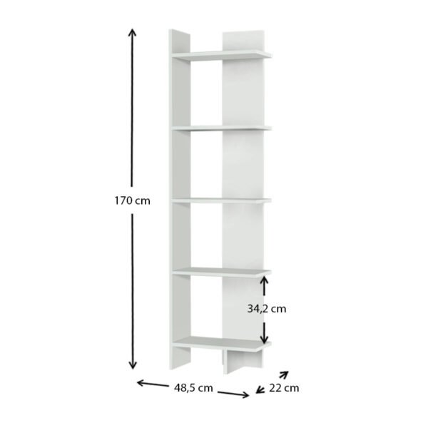 Βιβλιοθήκη μελαμίνης Perla Megapap χρώμα λευκό 48x22x170εκ. - Image 4