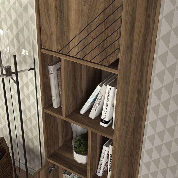 Βιβλιοθήκη μελαμίνης Norma Megapap χρώμα καρυδί 45x35x184εκ. - Image 4