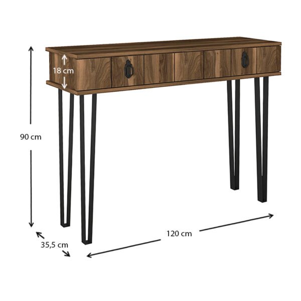 Κονσόλα μελαμίνης Helsinki Megapap χρώμα καρυδί 120x35,5x90εκ. - Image 5