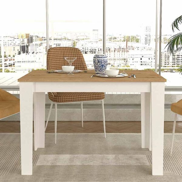 Τραπέζι μελαμίνης Darlen Megapap χρώμα λευκό - sapphire oak 110x72x74εκ. - Image 2