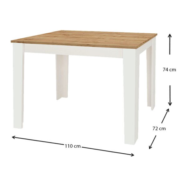 Τραπέζι μελαμίνης Darlen Megapap χρώμα λευκό - sapphire oak 110x72x74εκ. - Image 5
