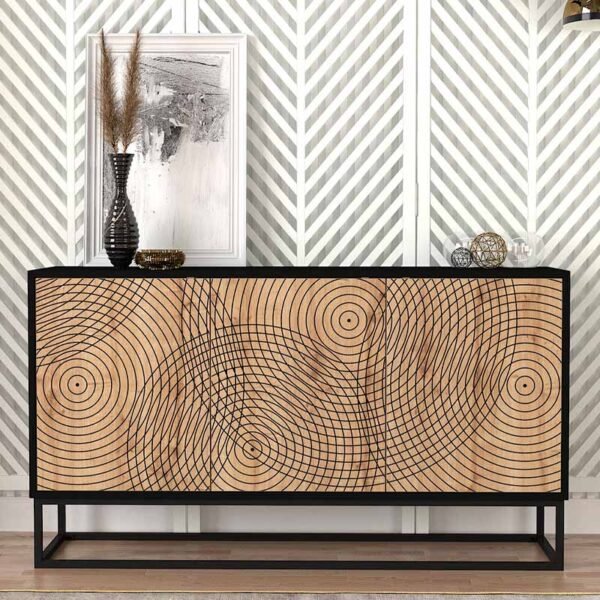 Μπουφές μελαμίνης Themis Megapap χρώμα μαύρο - sapphire oak 150x35x83,6εκ. - Image 3