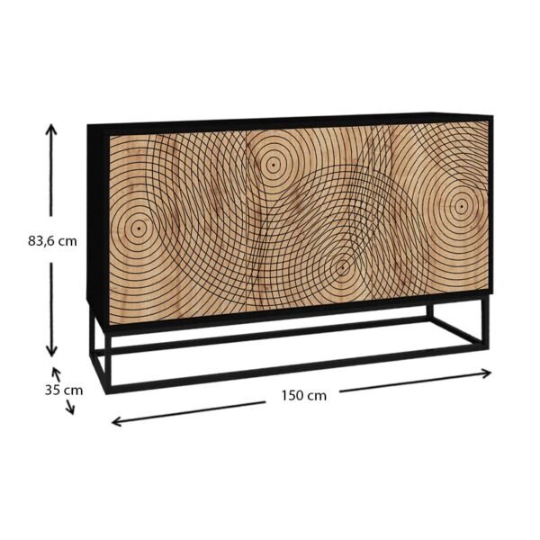 Μπουφές μελαμίνης Themis Megapap χρώμα μαύρο - sapphire oak 150x35x83,6εκ. - Image 6