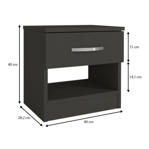 Κομοδίνο μελαμίνης Lube Megapap χρώμα ανθρακί 40x28,2x40εκ. - Image 5