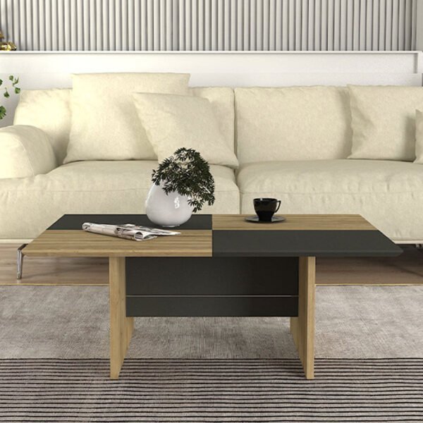 Τραπεζάκι σαλονιού Venita Megapap χρώμα sapphire oak - ανθρακί 90x60x33,8εκ. - Image 3