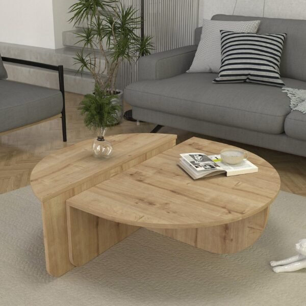 Τραπεζάκι σαλονιού Nilvia Megapap χρώμα sapphire oak Ø85x35εκ. - Image 2