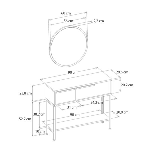 Κονσόλα με καθρέπτη Suzy Megapap χρώμα λευκό 90x29,6x76εκ. - Image 8