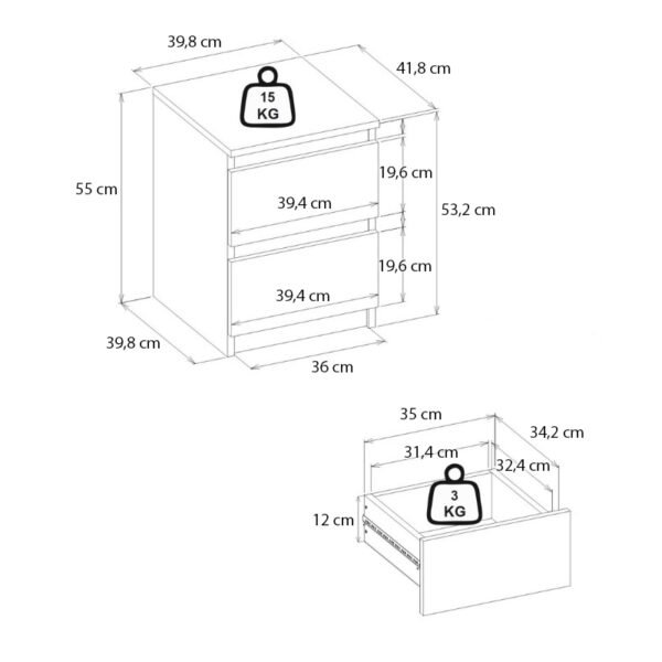 Κομοδίνο Breve Megapap χρώμα λευκό 39,8x41,8x55εκ. - Image 8