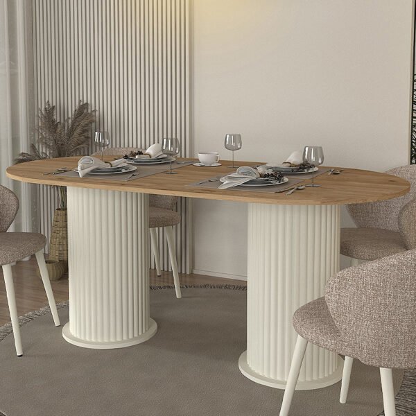 Τραπέζι Bohema Megapap χρώμα ivory - sepet oak 180x90x77,7εκ. - Image 3