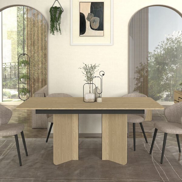 Τραπέζι Lava Megapap χρώμα rota oak - ανθρακί 180x90x76,8εκ. - Image 2