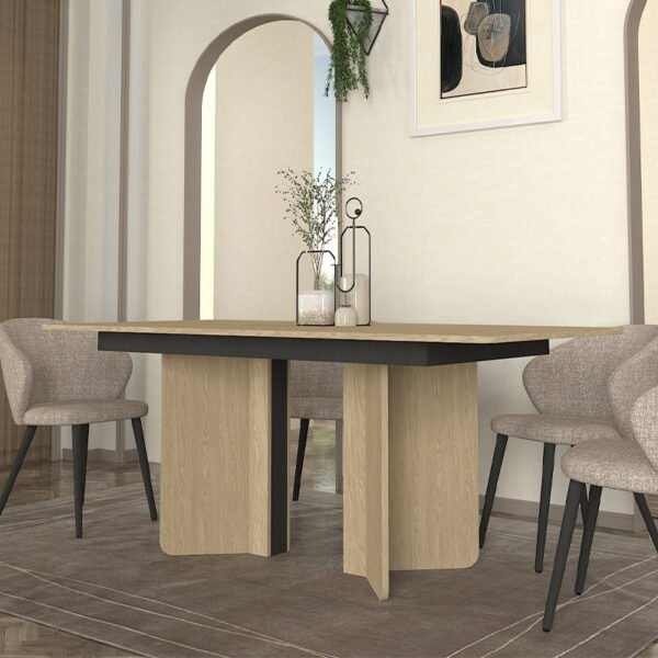 Τραπέζι Lava Megapap χρώμα rota oak - ανθρακί 180x90x76,8εκ. - Image 3