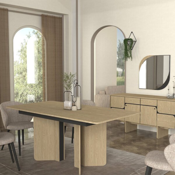 Τραπέζι Lava Megapap χρώμα rota oak - ανθρακί 180x90x76,8εκ. - Image 4