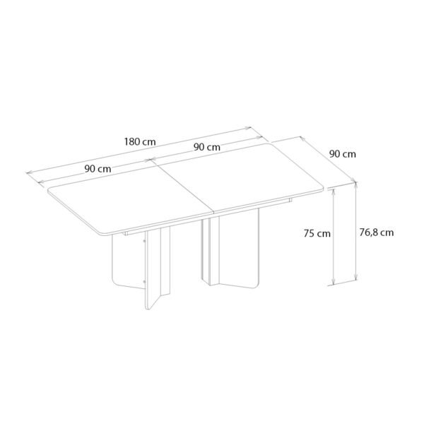 Τραπέζι Lava Megapap χρώμα rota oak - ανθρακί 180x90x76,8εκ. - Image 8