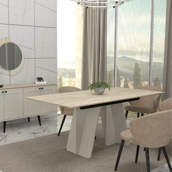 Τραπέζι Sevilla Megapap χρώμα sandstone - travertine 180x90x75εκ. - Image 5