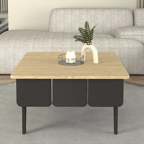 Τραπεζάκι σαλονιού Pedro Megapap χρώμα ανθρακί - rota oak 73,2x73,2x38,6εκ. - Image 2