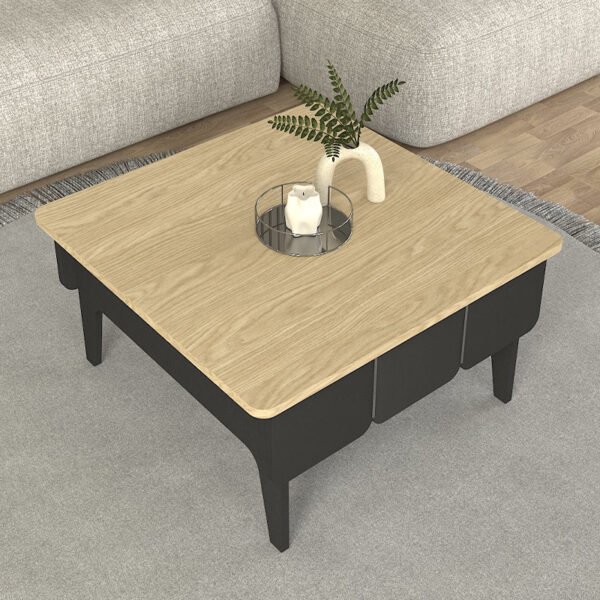 Τραπεζάκι σαλονιού Pedro Megapap χρώμα ανθρακί - rota oak 73,2x73,2x38,6εκ. - Image 3